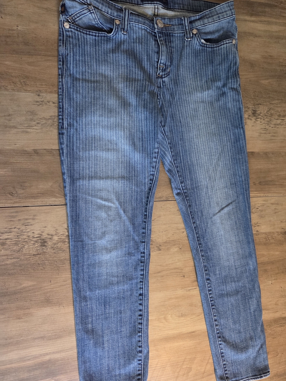 Rock & Republic Berlin Ankle Skinny Jeans Pin Stripe Washed Blue